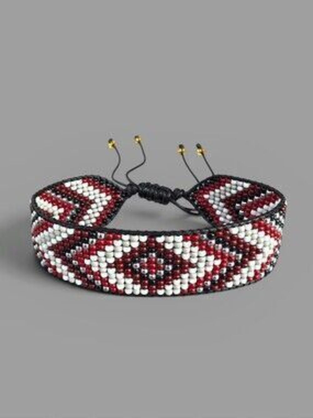 Southwestern Beaded Bracelet Geometric Handmade Boho Jewelry - Red White